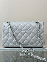 Chanel Medium Classic Flap Bag Silver holographic caviar Leather  - 6
