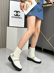Chanel Boots Winter Platform Womens Leather Whiet & Black - 4