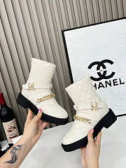 Chanel Boots Winter Platform Womens Leather Whiet & Black - 2