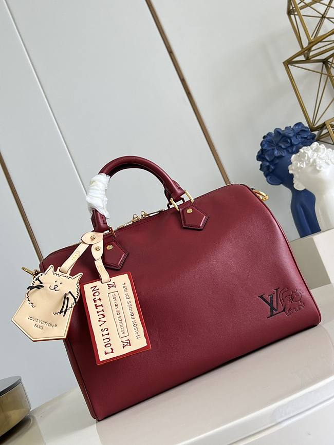 LV Speedy Soft 30 Plum Calfskin leather Size 30 x 21 x 17cm  - 1