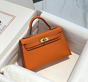 HERMES Mini Kelly 20 Sellier Epsom Orange Gold Hardware Size 19cm  - 5