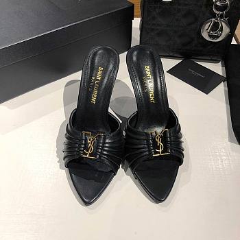 Babylone YSL Ruched Leather Mule Sandals