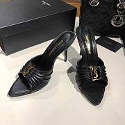 Babylone YSL Ruched Leather Mule Sandals - 6