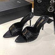 Babylone YSL Ruched Leather Mule Sandals - 5