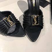 Babylone YSL Ruched Leather Mule Sandals - 4