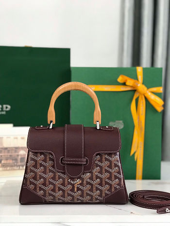 Goyard Mini Burgundy in Coated Canvas Size 20x14.5×9cm