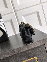 CHANEL Black Lambskin Quilted Nano Classic Double Flap Bag Charm Light Gold Hardware - 2