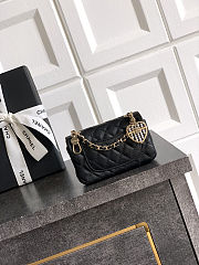 CHANEL Black Lambskin Quilted Nano Classic Double Flap Bag Charm Light Gold Hardware - 5