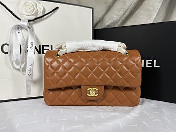 Chanel Lambskin Quilted Medium Double Flap Brown Size 25.5x14x7cm