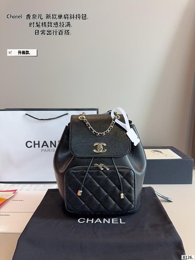 Chanel Black Quilted Caviar Leather Business Affinity Backpack Bag Size 22x15x24cm - 1