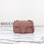 GUCCI GG Marmont Rose Beige Chevron Shoulder Bag Size 23x14x6cm - 1