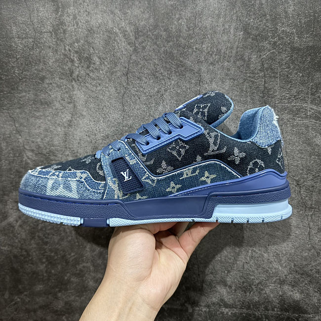Louis Vuitton Trainer Blue Patchwork Monogram Denim - 1