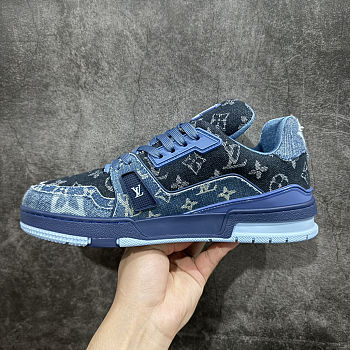 Louis Vuitton Trainer Blue Patchwork Monogram Denim