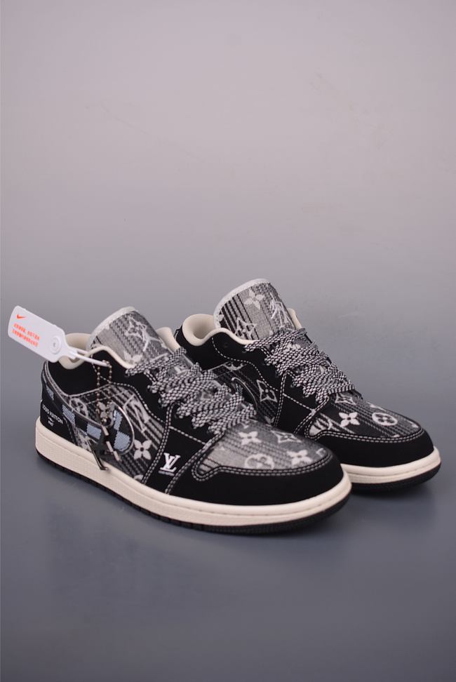AJ1 Low × Louis Vuitton Black Monogram - 1