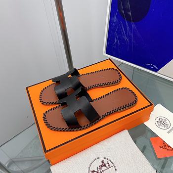 Hermès Oran Sandals in Black Leather