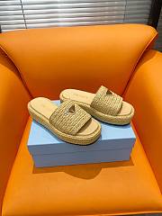 Prada Natural Crochet Platform Slides - 6