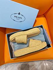 Prada Natural Crochet Platform Slides - 5