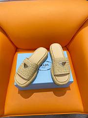 Prada Natural Crochet Platform Slides - 4