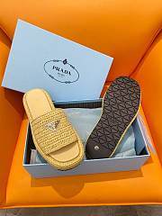 Prada Natural Crochet Platform Slides - 3