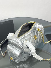 Chanel Silver Quilted Barrel Bag Gold Chain - 5