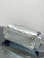 Chanel Silver Quilted Barrel Bag Gold Chain - 4