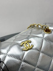 Chanel Silver Quilted Barrel Bag Gold Chain - 3