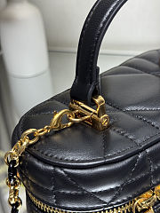 Dior Caro Mini Vanity Case Black Macrocannage Lambskin Size 16.5x8x9.5cm - 6