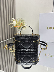 Dior Caro Mini Vanity Case Black Macrocannage Lambskin Size 16.5x8x9.5cm - 4