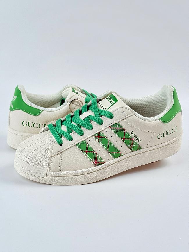  Adidas x Gucci Superstar sneaker in white & green - 1