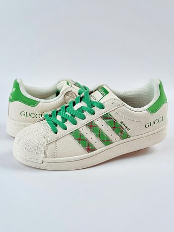 Adidas x Gucci Superstar sneaker in white & green