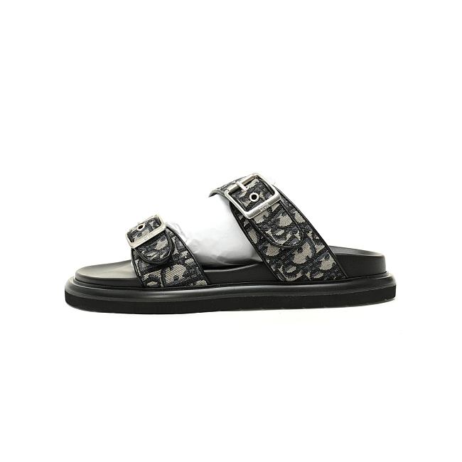 Dior Aqua Sandal Beige & Black Dior Oblique Jacquard - 1