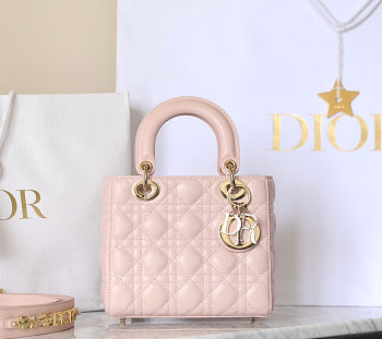 Lady Dior Micro Bag Powder Pink Cannage Lambskin Size 20x16.5x8 cm