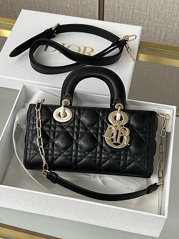 Lady D-Joy Medium Bag Black Cannage Lambskin Size 22x12x6cm