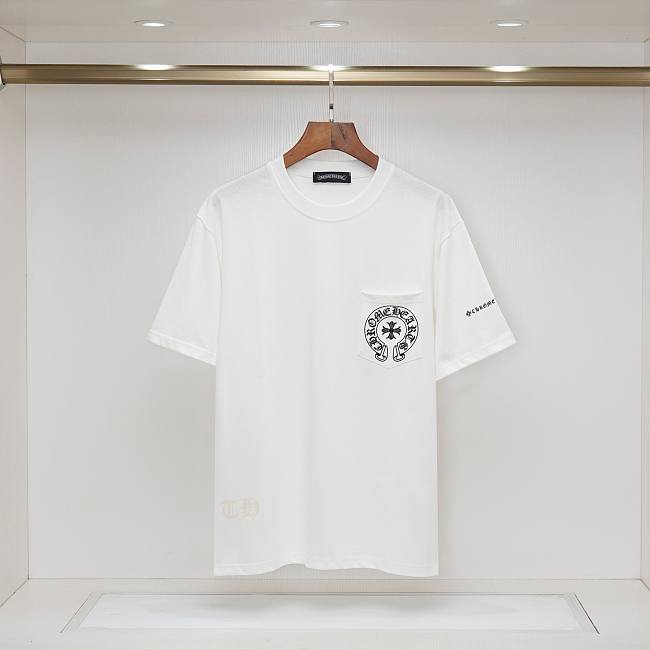 Chrome Hearts Horse Shoe Pocket Logo White T Shirt - 1