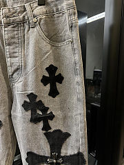 Chrome Hearts Silver Cross Patches Light Gray Jeans - 6