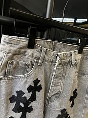 Chrome Hearts Silver Cross Patches Light Gray Jeans - 5
