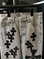 Chrome Hearts Silver Cross Patches Light Gray Jeans - 3