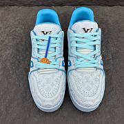 LV Trainers Monogram-Embossed Nubuck Calf Leather Blue - 5