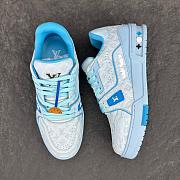 LV Trainers Monogram-Embossed Nubuck Calf Leather Blue - 3
