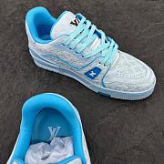 LV Trainers Monogram-Embossed Nubuck Calf Leather Blue - 2