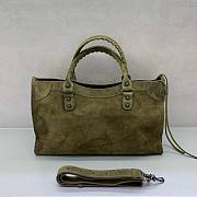 Balenciaga Green Small Suede Le City Top-Handle Bag Size 38 x15x24cm - 6