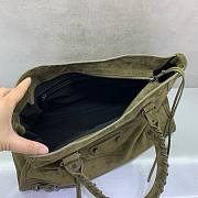 Balenciaga Green Small Suede Le City Top-Handle Bag Size 38 x15x24cm - 3