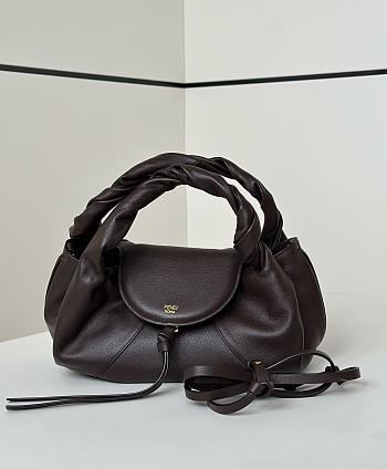 Fendi Spy Mini Dark Brown Leather Bag Size 32x12x18cm