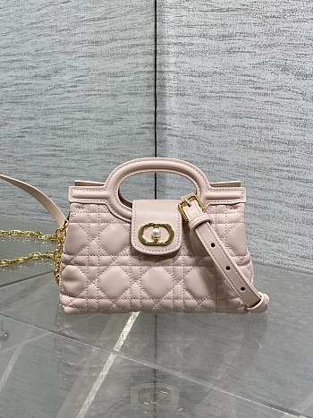 Dior Jolie Top Handle Mini Bag Latte Cannage Lambskin Size 18.5x8.5x13cm