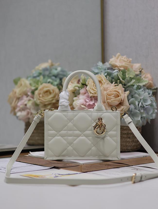 Mini Dior Book Tote Powder Pink Macrocannage Calfskin Size 21.5x13x7.5cm - 1