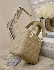 Mini Lady Dior in Beige Cannage leather with gold chain Size 17x15x7cm - 2