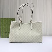GG Emblem medium tote bag in beige and white fabric Size 38x25.5x15cm - 6
