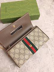 Gucci Ophidia wallet on chain in beige and dark brown Supreme - 6