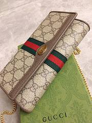 Gucci Ophidia wallet on chain in beige and dark brown Supreme - 5