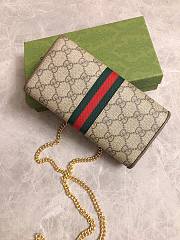 Gucci Ophidia wallet on chain in beige and dark brown Supreme - 3